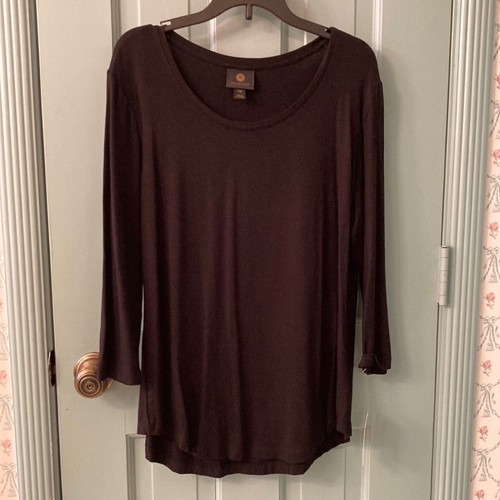 NWT JM Collection Black Tunic Long Sleeve Shirt, Petite Medium